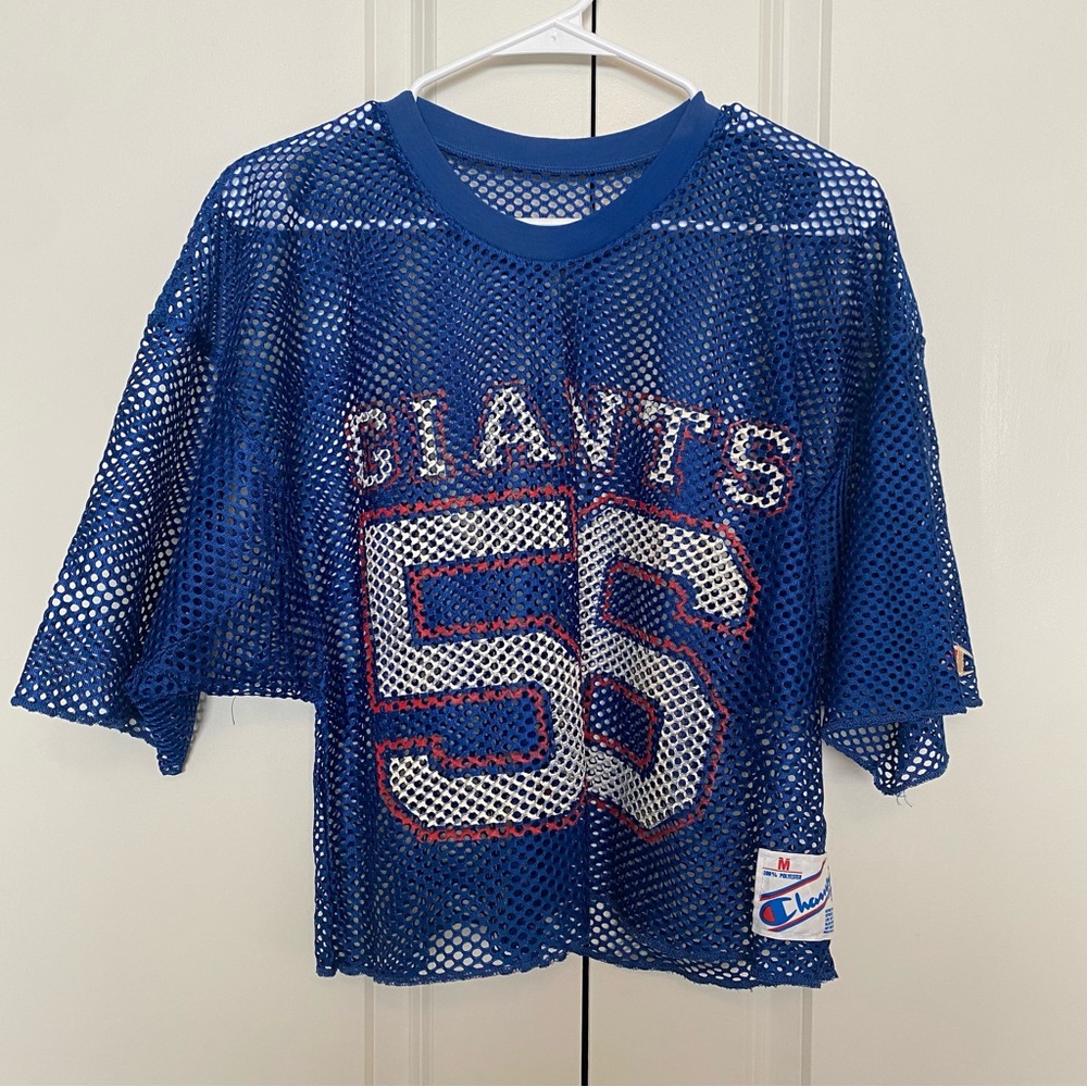 Vintage Cropped Giants 56 Lawrence Taylor LT Jersey Champion 1980s